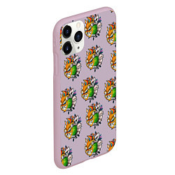Чехол iPhone 11 Pro матовый Страшная маска паттерн, цвет: 3D-розовый — фото 2