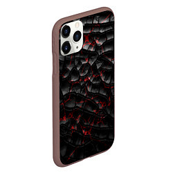 Чехол iPhone 11 Pro матовый Трещины черные, цвет: 3D-коричневый — фото 2