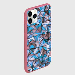 Чехол iPhone 11 Pro матовый Маленькие синие треугольники, цвет: 3D-малиновый — фото 2