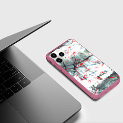 Чехол iPhone 11 Pro матовый Узоры на мраморе, цвет: 3D-малиновый — фото 2