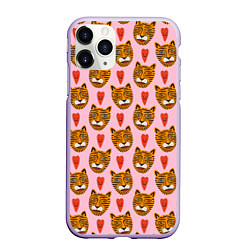 Чехол iPhone 11 Pro матовый Каракули тигра, цвет: 3D-светло-сиреневый