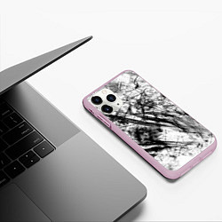 Чехол iPhone 11 Pro матовый Чёрно белые узоры, цвет: 3D-розовый — фото 2
