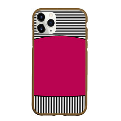 Чехол iPhone 11 Pro матовый Узор из красного и черно-белых полос, цвет: 3D-коричневый