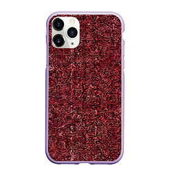 Чехол iPhone 11 Pro матовый Чёрные и красные мазки, цвет: 3D-светло-сиреневый