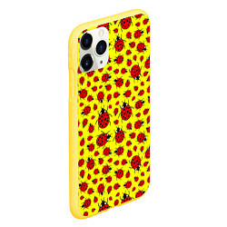 Чехол iPhone 11 Pro матовый Божьи коровки цветные, цвет: 3D-желтый — фото 2