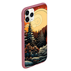 Чехол iPhone 11 Pro матовый Волшебная роспись, цвет: 3D-малиновый — фото 2