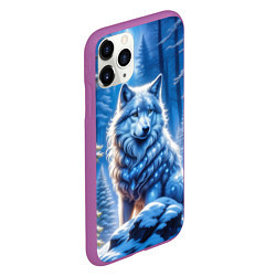 Чехол iPhone 11 Pro матовый Волк в зимнем ночном лесу, цвет: 3D-фиолетовый — фото 2