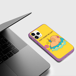 Чехол iPhone 11 Pro матовый Капибара dont worry be capy, цвет: 3D-фиолетовый — фото 2