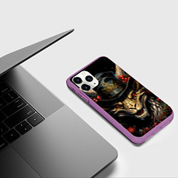 Чехол iPhone 11 Pro матовый Волшебный дракон снега, цвет: 3D-фиолетовый — фото 2