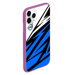 Чехол iPhone 11 Pro матовый Volvo - white and blue, цвет: 3D-фиолетовый — фото 2