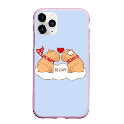 Чехол iPhone 11 Pro матовый Капибара и любовь: be capy, цвет: 3D-розовый