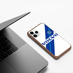 Чехол iPhone 11 Pro матовый Volvo - white and blue, цвет: 3D-коричневый — фото 2