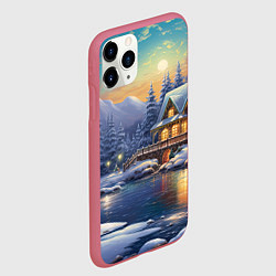 Чехол iPhone 11 Pro матовый Волшебство зимней ночи, цвет: 3D-малиновый — фото 2