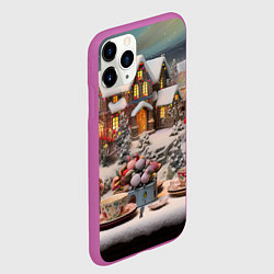 Чехол iPhone 11 Pro матовый Морозная симфония праздника, цвет: 3D-фиолетовый — фото 2