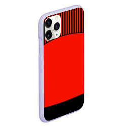 Чехол iPhone 11 Pro матовый Оранжево черный комбинированный узор в полоску, цвет: 3D-светло-сиреневый — фото 2