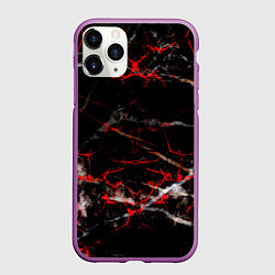 Чехол iPhone 11 Pro матовый Красные узоры, цвет: 3D-фиолетовый