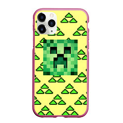 Чехол iPhone 11 Pro матовый Minecraft creeper game, цвет: 3D-малиновый