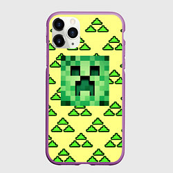 Чехол iPhone 11 Pro матовый Minecraft creeper game, цвет: 3D-фиолетовый