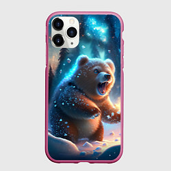 Чехол iPhone 11 Pro матовый Полярный мишка, цвет: 3D-малиновый