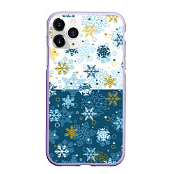 Чехол iPhone 11 Pro матовый Снежинки новогодние, цвет: 3D-светло-сиреневый