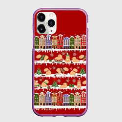 Чехол iPhone 11 Pro матовый Капибара на Новый год, цвет: 3D-фиолетовый