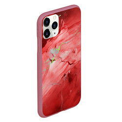 Чехол iPhone 11 Pro матовый Красный мрамор, цвет: 3D-малиновый — фото 2