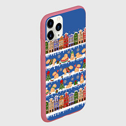 Чехол iPhone 11 Pro матовый Капибара зимой, цвет: 3D-малиновый — фото 2