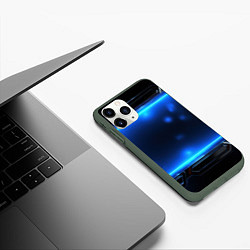 Чехол iPhone 11 Pro матовый Синий неоновый экран, цвет: 3D-темно-зеленый — фото 2