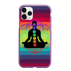 Чехол iPhone 11 Pro матовый Символ кундалини йоги - чакры исцеления, цвет: 3D-фиолетовый