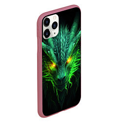 Чехол iPhone 11 Pro матовый Светящийся зеленый дракон 2024, цвет: 3D-малиновый — фото 2
