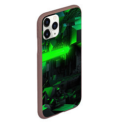Чехол iPhone 11 Pro матовый Симметрия зеленых теней, цвет: 3D-коричневый — фото 2