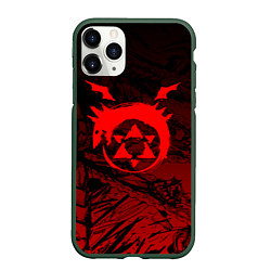 Чехол iPhone 11 Pro матовый Красный знак уроборос - Стальной алхимик, цвет: 3D-темно-зеленый