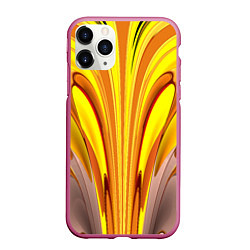 Чехол iPhone 11 Pro матовый Вытянутые желтые полосы, цвет: 3D-малиновый