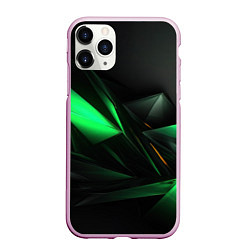 Чехол iPhone 11 Pro матовый Зеленая геометрическая абстракция, цвет: 3D-розовый