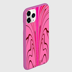 Чехол iPhone 11 Pro матовый Плавные линии на розовом фоне, цвет: 3D-фиолетовый — фото 2