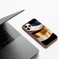 Чехол iPhone 11 Pro матовый Золотистые вставки абстракции, цвет: 3D-коричневый — фото 2