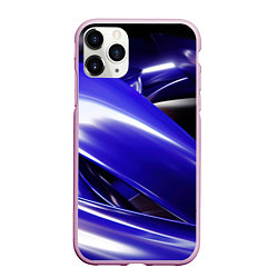 Чехол iPhone 11 Pro матовый Blue black abstract, цвет: 3D-розовый