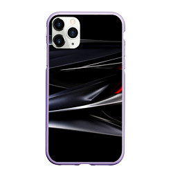 Чехол iPhone 11 Pro матовый Black red abstract, цвет: 3D-светло-сиреневый