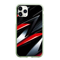 Чехол iPhone 11 Pro матовый Red black abstract, цвет: 3D-салатовый