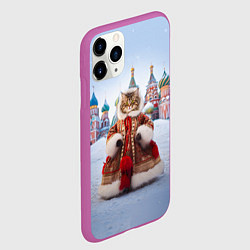 Чехол iPhone 11 Pro матовый Новогодняя кошечка в пальто, цвет: 3D-фиолетовый — фото 2