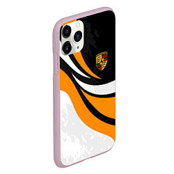 Чехол iPhone 11 Pro матовый Porsche - Оранжевая абстракция, цвет: 3D-розовый — фото 2