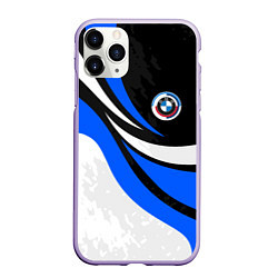 Чехол iPhone 11 Pro матовый BMW - синяя абстракция, цвет: 3D-светло-сиреневый