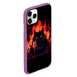 Чехол iPhone 11 Pro матовый Кот Бегемот с вином, цвет: 3D-фиолетовый — фото 2