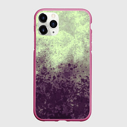 Чехол iPhone 11 Pro матовый Абстракция - фиолетовые пятна на зеленом фоне, цвет: 3D-малиновый