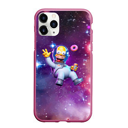 Чехол iPhone 11 Pro матовый Homer Simpson in space - ai art, цвет: 3D-малиновый