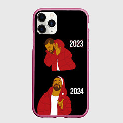 Чехол iPhone 11 Pro матовый Дрейк 2023-2024, цвет: 3D-малиновый
