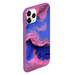 Чехол iPhone 11 Pro матовый Розовая пена на синей краске, цвет: 3D-фиолетовый — фото 2