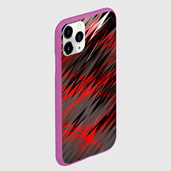 Чехол iPhone 11 Pro матовый Красные полосы надрезы, цвет: 3D-фиолетовый — фото 2