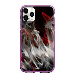 Чехол iPhone 11 Pro матовый Дым и красные узоры, цвет: 3D-фиолетовый