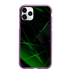 Чехол iPhone 11 Pro матовый Зелёные узоры текстура, цвет: 3D-фиолетовый